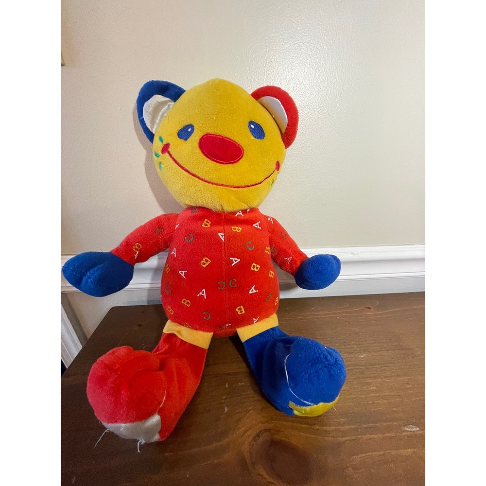 Vintage Eden ABC Alphabet Plush Bear Primary Colors Red Yellow Blue Sensory Toy
